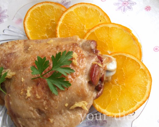 Мясо индейки в глазури с апельсинами